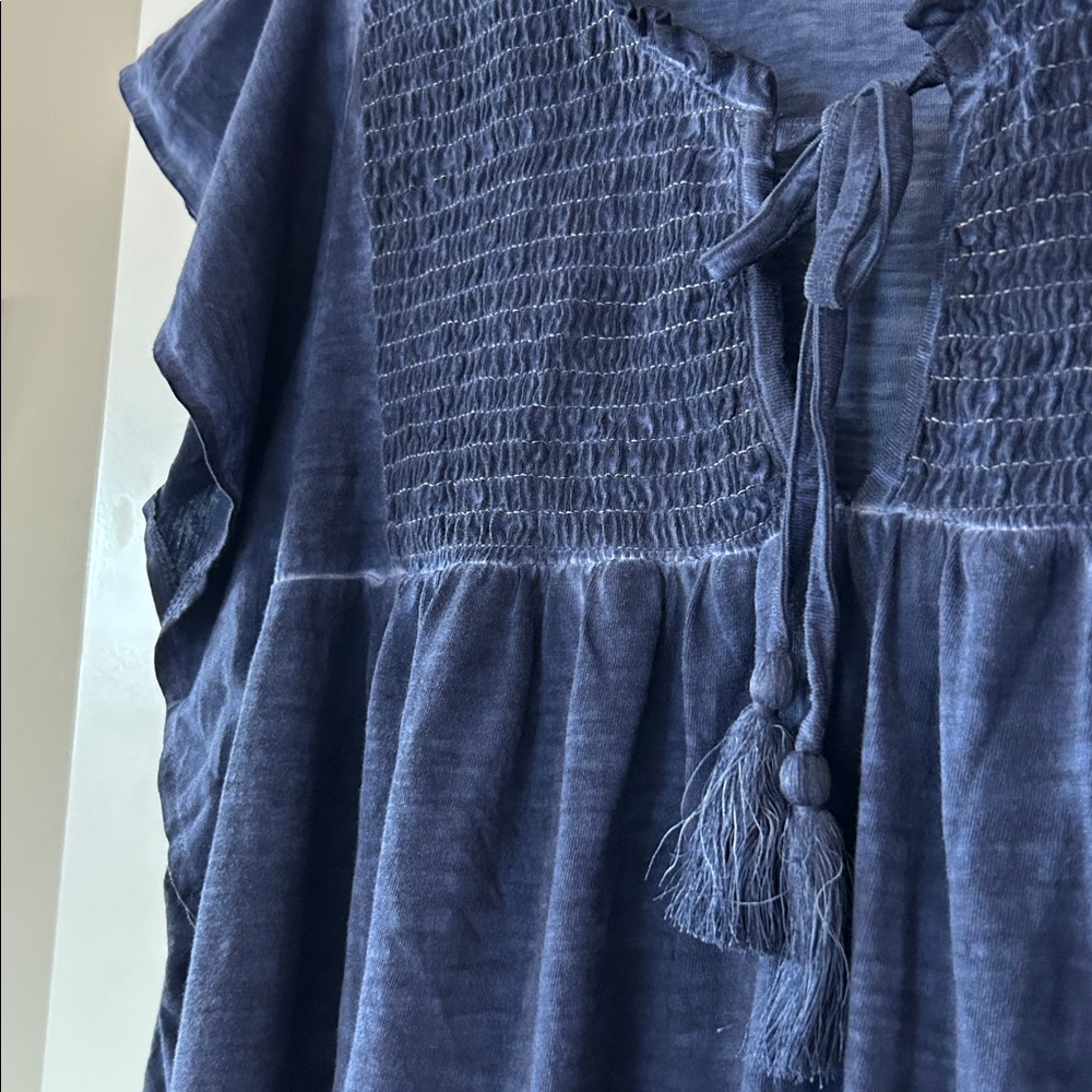 ⭐️NWT!⭐️Lane Bryant Garment Dyed Indigo Smock Peasant Top Sz 26/28 +MEASUREMENTS